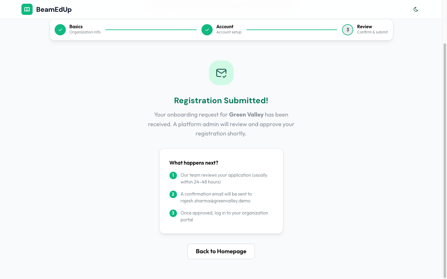 Registration Success